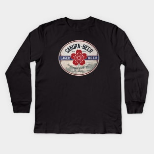 Vintage Sakura Beer Label Kids Long Sleeve T-Shirt